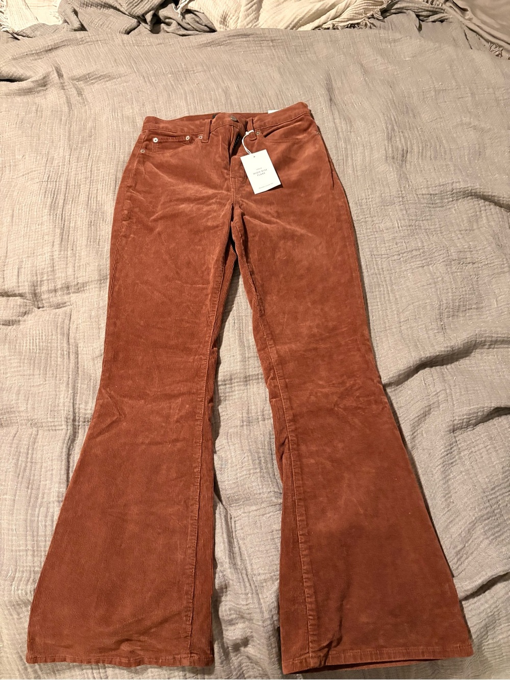 NWT Lucky Brand Stevie High Rise Flare Corduroy Pants Brown 12/31R